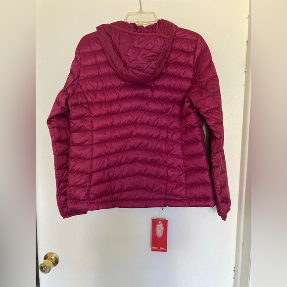 NWT Golden Camel Lightweight Packable Puffer Down Jacket w Hood- M Dark Magenta - Picture 6 of 9